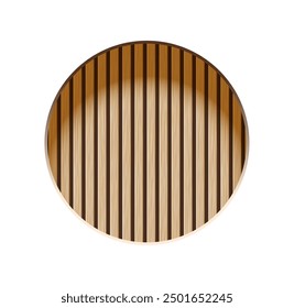 Circular niche with bamboo panel with vertical wooden planks arranged in a striped pattern. Wood stripes with natural texture for modern interior design or product showcase.