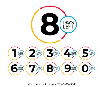 Circular number of days left countdown promotion banner template. Vector for company or corporate business project.