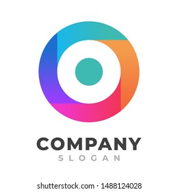 circular o letter logo template, with colorful simple minimalist style, for your company