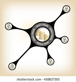 Circular object with theme of crowd funding