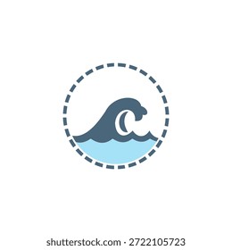 Diseño circular del logotipo de la onda oceánica