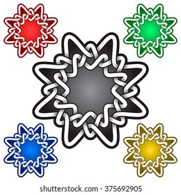 Circular octagonal logo template in Celtic knots style. Tribal tattoo symbol. Silver ornament for jewellery design and samples of other colors.