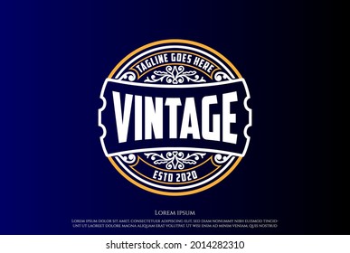 Circular Old Classic Elegant Retro Vintage Badge Emblem Label Logo Design Vector