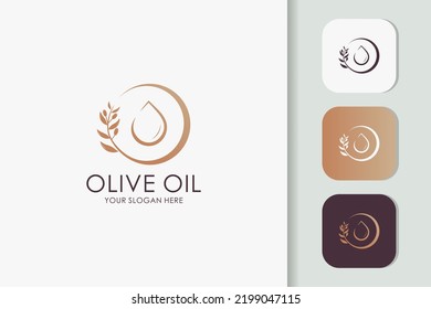 circular olive oil extract logo design, flower oil extract