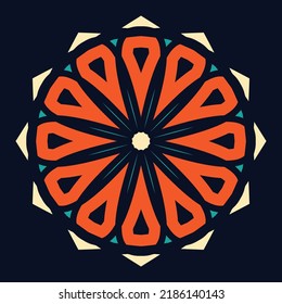 Circular oriental ornament. Simple vector illustration. Abstract ethnic symbol, logo, icon.