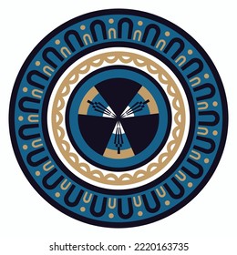 Circular oriental ornament. Simple vector illustration. Abstract ethnic symbol, logo, icon.