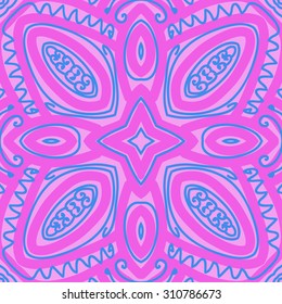 Circular oriental  pattern of delicate striped motif, spirals,zigzag, stars. Hand drawn.