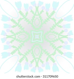 Circular oriental  pattern of floral motif, ellipses, branches, stars, tulips. Hand drawn.