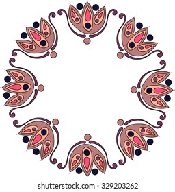 circular ornament with abstract tulips