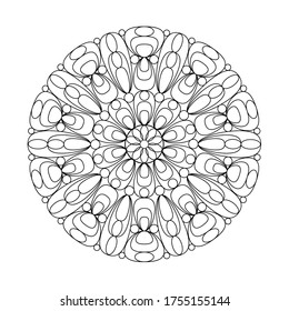 Circular ornament for adult and children's coloring books, scrapbooking or embroidery. Vector illustration in The zentangle technique. Simple Doodle style isolated on white background.
