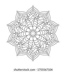 Circular ornament for adult and children's coloring books, scrapbooking or embroidery. Vector illustration in The zentangle technique. Simple Doodle style isolated on white background.