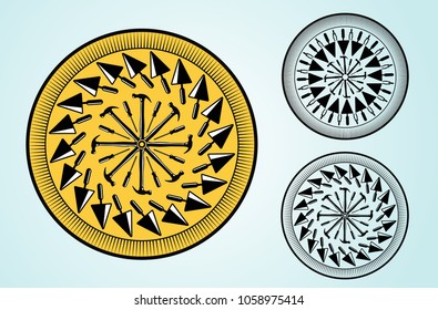 circular ornament of building tools