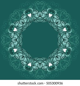 Circular ornament. Can be used as a background for greeting cards,  invitation, business style, print on clothes, tattoo or else. Vector drawing in blue colors