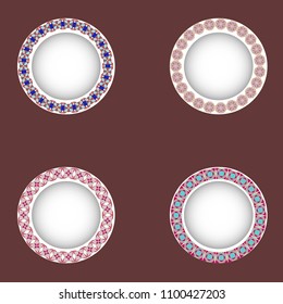Circular ornament. The combination of geometry and hand drawn patterns.Vintage decorative elements.Logo.