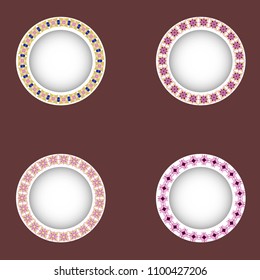 Circular ornament. The combination of geometry and hand drawn patterns.Vintage decorative elements.Logo.