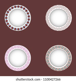 Circular ornament. The combination of geometry and hand drawn patterns.Vintage decorative elements.Logo.