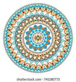 Circular ornament. The combination of geometry and hand drawn patterns. Vintage decorative elements. Logo.