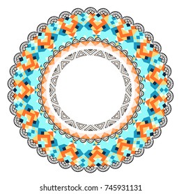 Circular ornament. The combination of geometry and hand drawn patterns.
Vintage decorative elements.
Logo.
