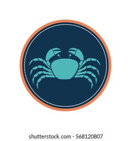 circular ornament with crab inside