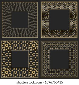 Decoración circular. Marcos geométricos rectangulares de diseño con lugar para el texto. Ornamento artístico de elementos de diseño de artículos de lujo, logos, monogramas. Ilustración vectorial.
