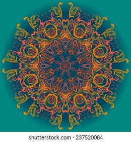  circular ornament with floral pattern