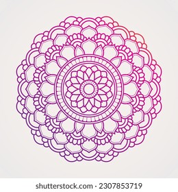 circular ornament with flower shape and gradation color combination. suitable for henna, tattoos, coloring books. islam, hindu,Buddha, india, pakistan, chinese, arab