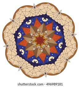 Circular ornament with Halloween decorations