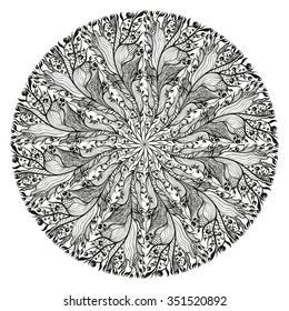 A circular ornament. Mandala. Beautiful vintage round pattern. Vector background.