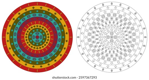Circular ornament 
Mandala style
Coloring pages for adults