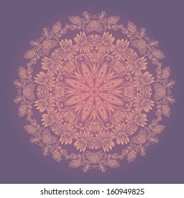 circular ornament on purple background