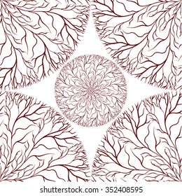 A circular ornament. Ornate abstract lace seamless pattern. Vector background.