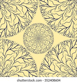 A circular ornament. Ornate abstract lace seamless pattern. Vector background.