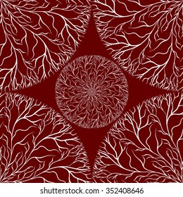 A circular ornament. Ornate abstract lace seamless pattern. Vector background.