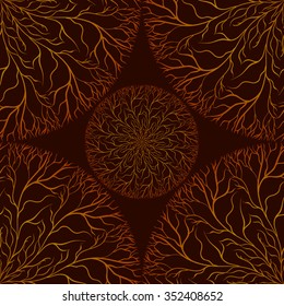 A circular ornament. Ornate abstract lace seamless pattern. Vector background.