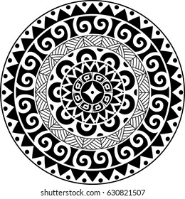 Circular ornament. Polynesian ornament. Polynesian tattoo