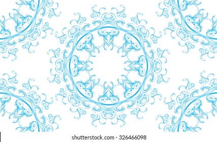 circular ornament snowflake, vintage texture, baroque, vector symbol icon, seamless texture