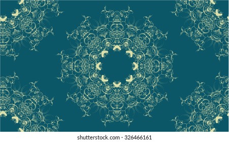 circular ornament snowflake, vintage texture, baroque, vector symbol icon, seamless texture