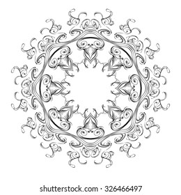 circular ornament snowflake, vintage texture, baroque, vector symbol icon