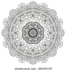 The circular ornament in the style of the Aztecs