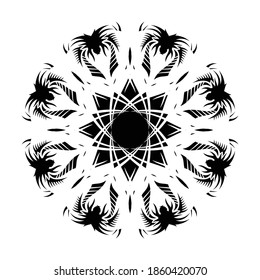 Circular ornament. Stylized head of a dragon. Black sun. Sacred geometry. Ethnic tribal tattoo. Vector illustration.