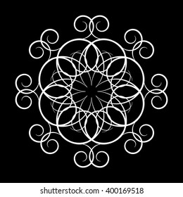 A circular ornament  of swirling lines, vector illustration.