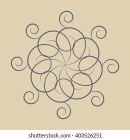 A circular ornament  of swirling lines, vector illustration.