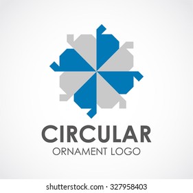 Circular ornament of triangle abstract vector and logo design or template decoration business icon of company identity symbol concept