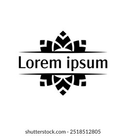 Circular ornamental badge template with abstract flower motifs