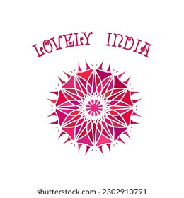 Circular ornamental emblem. Geometric logo template. Vector Indian mosaic mandala