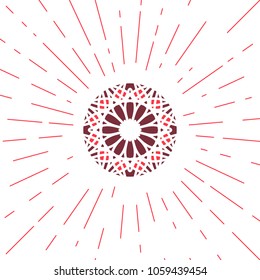 Circular ornamental sun symbol. Vector geometric emblem