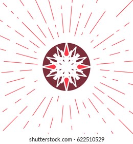 Circular ornamental sun symbol. Vector geometric emblem