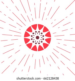 Circular ornamental sun symbol. Vector geometric emblem