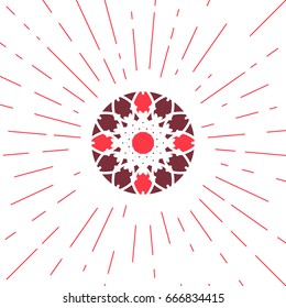 Circular ornamental sun symbol. Vector geometric emblem