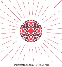 Circular ornamental sun symbol. Vector geometric emblem